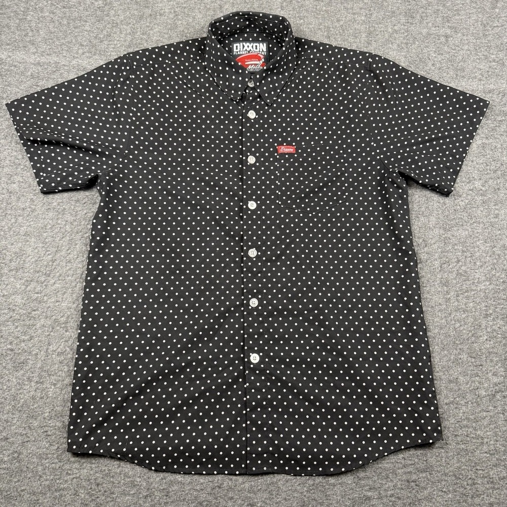 Dixxon Flannel Company Shirt Mens Medium Black White Polka Dot Milton Greaser